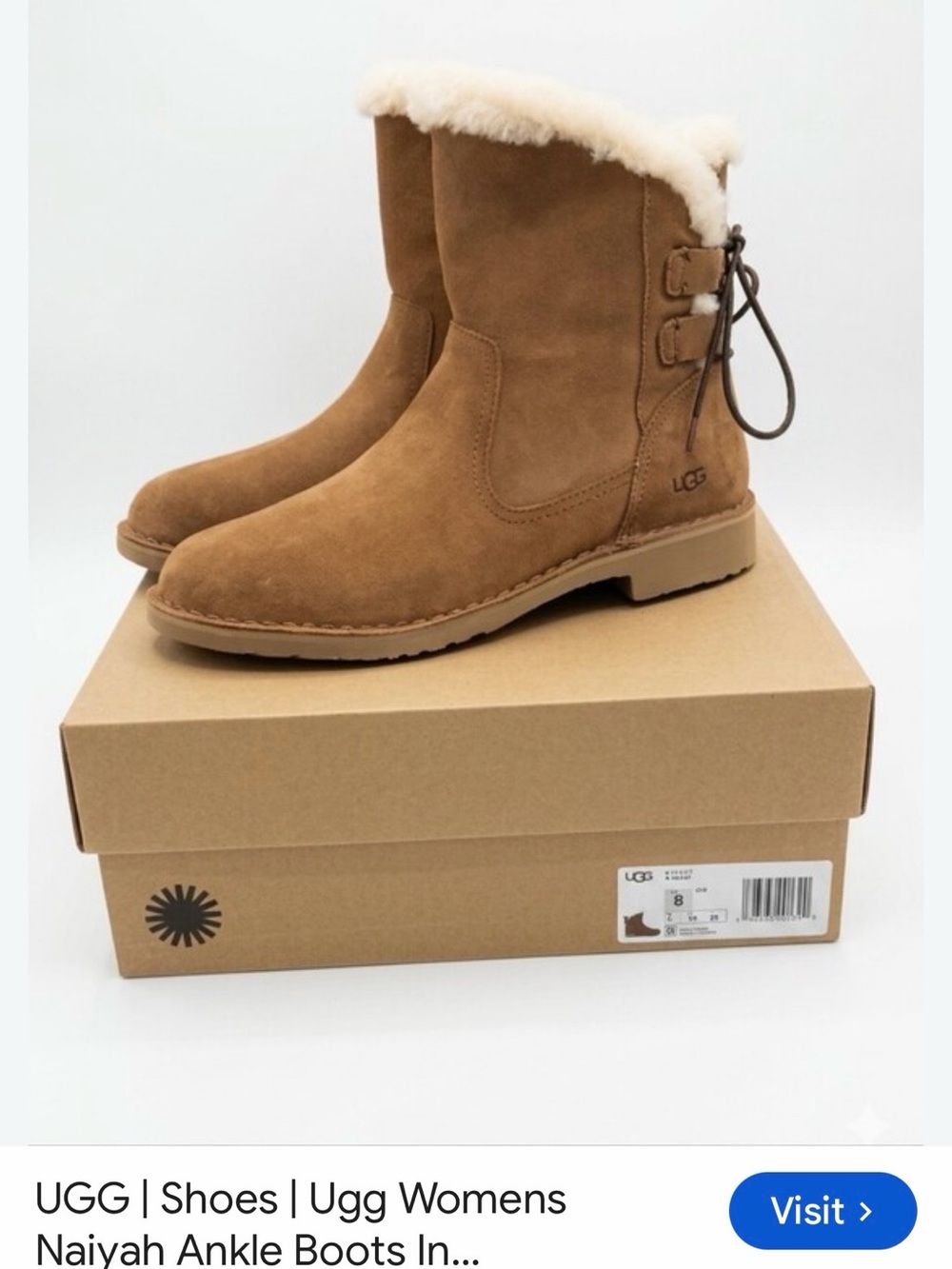 UGG Chestnut Suede Shearling-Trim Ankle Boots